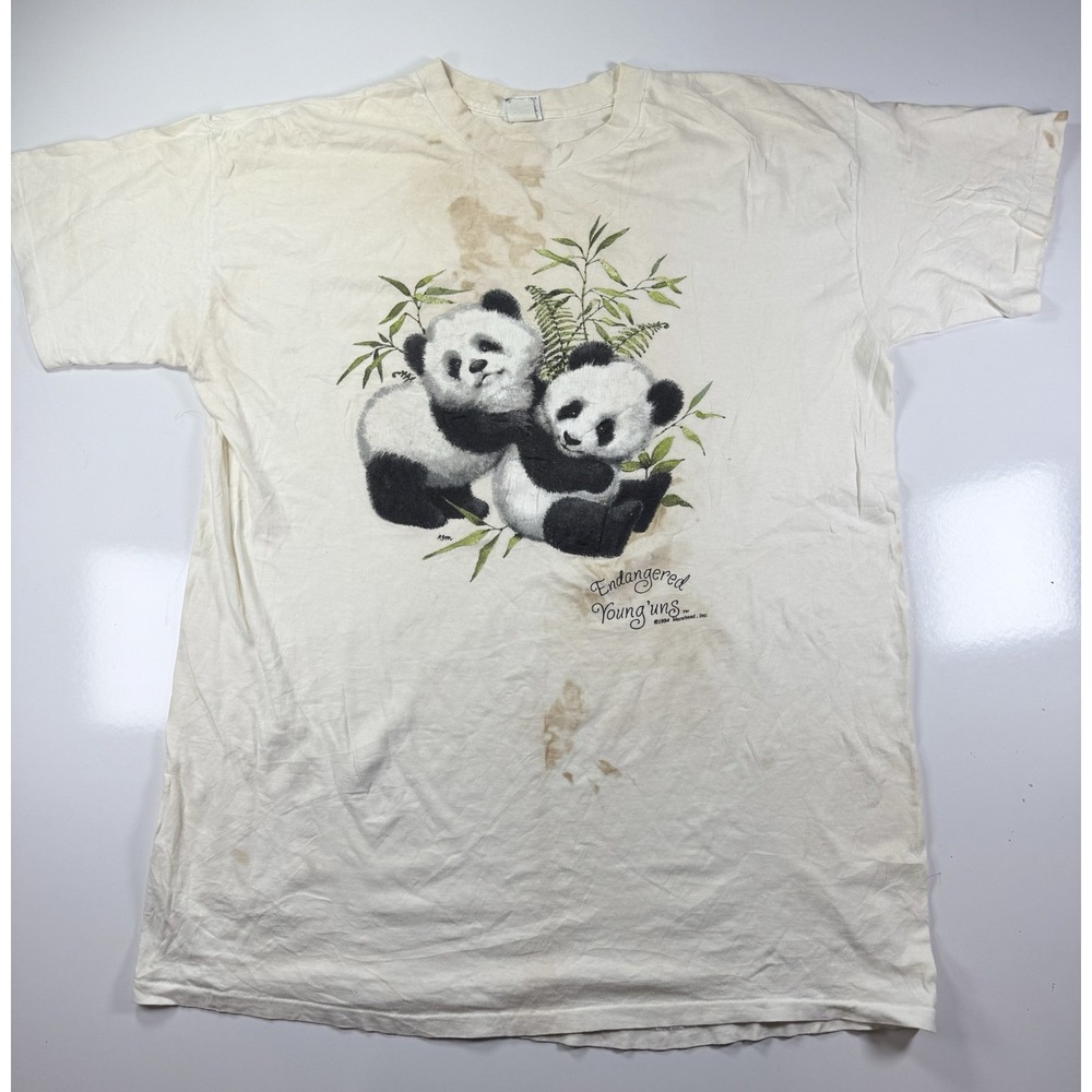 Vintage 90s Panda Tshirt Milaca‎ USA 1994 Endangered Graphic Single Stitch XLish